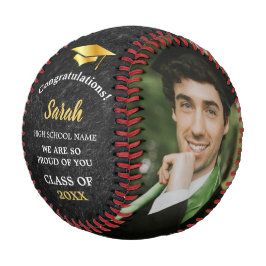 Custom Abschluss Foto Class of 2025 Black & Gold Baseball