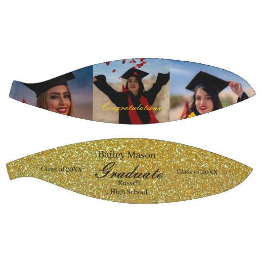 Custom Abschluss Fotos Gold Name Basketball (Panele)