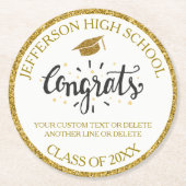 Custom Abschluss Glückwunschs Grad Gold Klasse von Runder Pappuntersetzer (Vorderseite)