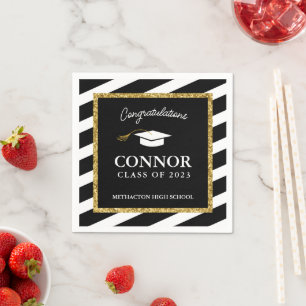 Custom Abschluss Gold Glitzer Graduation Party Serviette