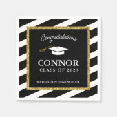 Custom Abschluss Gold Glitzer Graduation Party Serviette (Vorderseite)