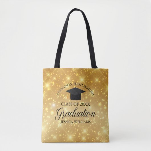Custom Abschluss Gold Sparkle Monogram Glam Tasche (Vorderseite)