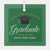 Custom Abschluss Green Gold Graduate Weihnachten Ornament Aus Glas (Vorderseite)