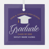 Custom Abschluss Green Gold Graduate Weihnachten Ornament Aus Glas (Vorderseite)