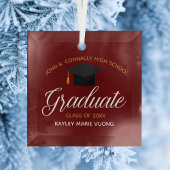 Custom Abschluss Maroon Gold Graduate Weihnachten Ornament Aus Glas