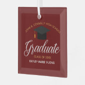 Custom Abschluss Maroon Gold Graduate Weihnachten Ornament Aus Glas (Vorderseite links)