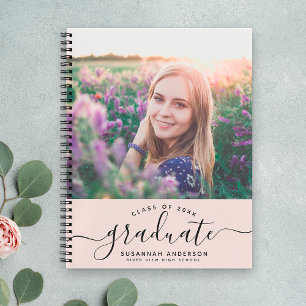 Custom Abschluss Modern Blush Script Foto Guest Notizblock
