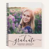 Custom Abschluss Modern Blush Script Foto Guest Notizblock (Vorderseite)
