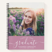 Custom Abschluss Modern Chic Cassis Script Foto Notizblock (Vorderseite)