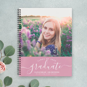 Custom Abschluss Modern Chic Cassis Script Foto Notizblock
