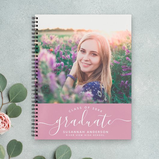 Custom Abschluss Modern Chic Cassis Script Foto Notizblock