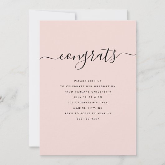 Custom Abschluss Modernes, elegantes Script-Foto Einladung (Rückseite)