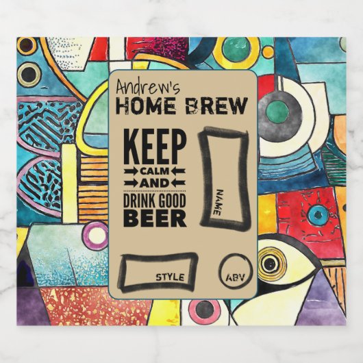 Custom Abstrakt Art Zuhause Brew Bierflaschen Labe Bierflaschenetikett (Einzelnes Label)