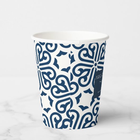 Custom Abstrakt Blue Brand Takeaway Coffee Pappbecher (Rechts)