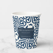 Custom Abstrakt Blue Brand Takeaway Coffee Pappbecher (Vorderseite)