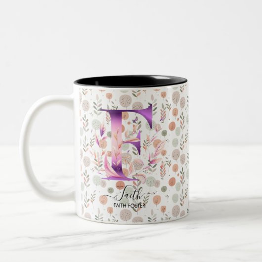 Custom Abstrakt Boho Chic Monogram Tasse - F (Links)