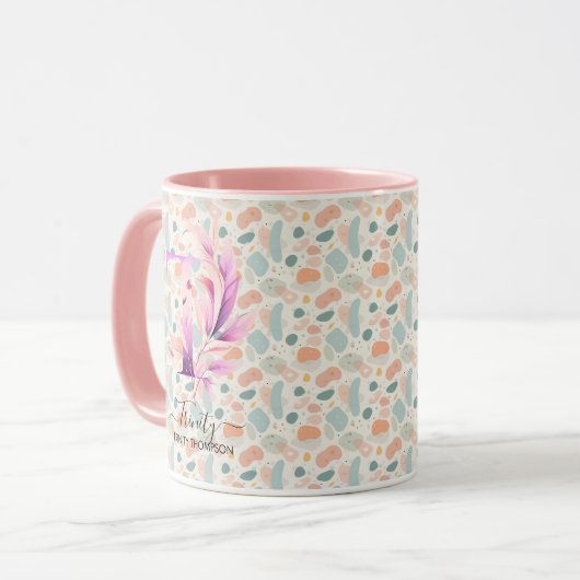 Custom Abstrakt Boho Chic Monogram Tasse - T (Vorderseite Links)