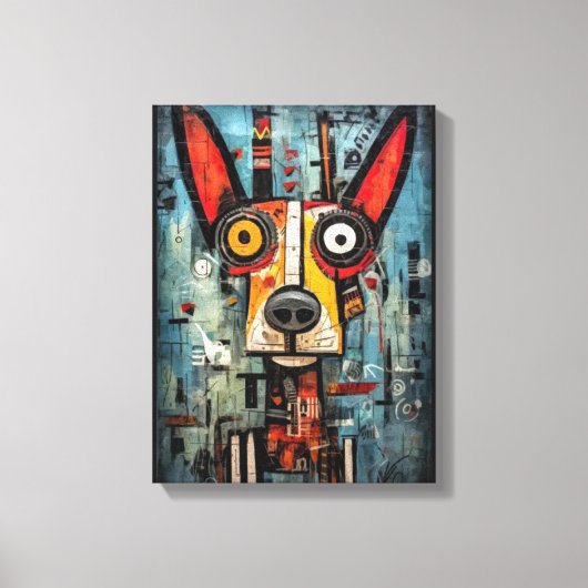 Custom Abstrakt Dog Portrait Leinwand Kunst, Dicht (Vorderseite)