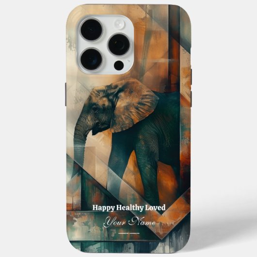 Custom : Abstrakt Elephant iPhone 15 Promax Case (Rückseite)