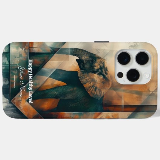 Custom : Abstrakt Elephant iPhone 15 Promax Case (Rückseite (Horizontal))