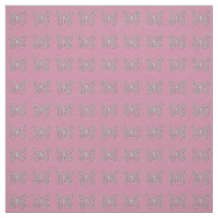 Custom Abstrakt Silver Gray Butterfly Pink Magenta Stoff