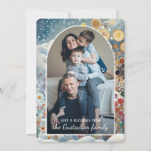 Custom Abstrakt Snowflakes Floral Holiday Wreath Feiertagskarte