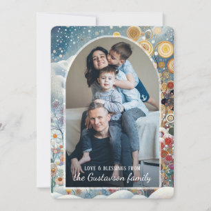 Custom Abstrakt Snowflakes Floral Holiday Wreath Feiertagskarte
