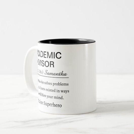 Custom Academic Advisor Definition Zweifarbige Tasse (Vorderseite Links)