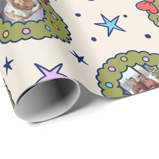 Custom Acht 8 Foto Fun Weihnachtswrapping Papier Geschenkpapier (Rolleneckpunkt)