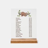Custom Acrylic Pedestal Menu Sign with Sloth Acrylschild (Vorderseite)