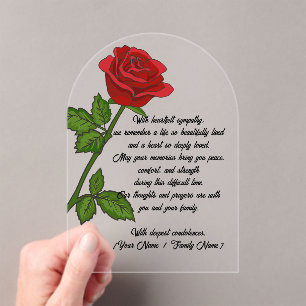 Custom Acrylic Sympathy Card mit Rote Rose Acryleinladungen