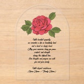 Custom Acrylic Sympathy Card with a Red Rose Acryleinladungen (Vorderseite)