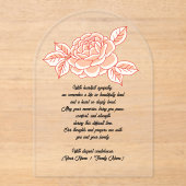 Custom Acrylic Sympathy Card with a Red Rose Acryleinladungen (Vorderseite)