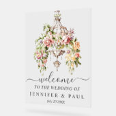 Custom Acrylic Wedding Sign mit floralen Kronleuch Acrylschild (Winkel)