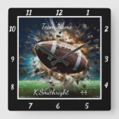Custom Action Football Quadratische Wanduhr (Vorderseite)