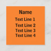 Custom, Add Logo, Sunny Orange. Quadratische Visitenkarte (Rückseite)