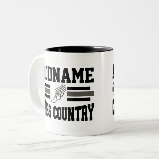 Custom ADD NAME Cross Country Runner Running Team Zweifarbige Tasse (Vorderseite Links)