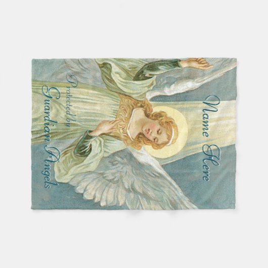 Custom Add Name Guardian Angel Blanket Fleecedecke (Vorderseite (Horizontal))