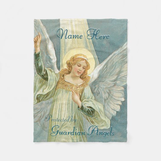 Custom Add Name Guardian Angel Blanket Fleecedecke (Vorderseite)
