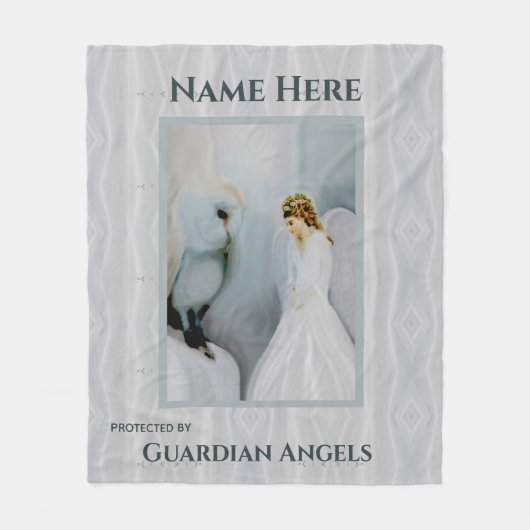 Custom Add Name Guardian Angel Blanket Fleecedecke (Vorderseite)