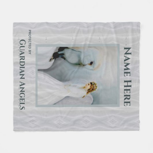 Custom Add Name Guardian Angel Blanket Fleecedecke (Vorderseite (Horizontal))