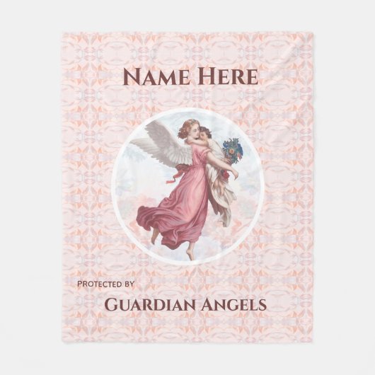 Custom Add Name Guardian Angel Blanket Fleecedecke (Vorderseite)
