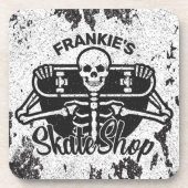 Custom ADD NAME Skull Skateboard Skate Shop Getränkeuntersetzer (Vorderseite)
