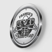 Custom ADD NAME Skull Skateboard Skate Shop Große Wanduhr (Winkel)