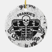 Custom ADD NAME Skull Skateboard Skate Shop Keramik Ornament (Hinten)