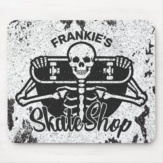 Custom ADD NAME Skull Skateboard Skate Shop Mousepad (Vorne)