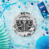 Custom ADD NAME Skull Skateboard Skate Shop Pappteller (Party)