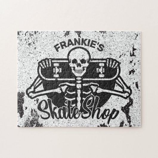 Custom ADD NAME Skull Skateboard Skate Shop Puzzle (Horizontal)