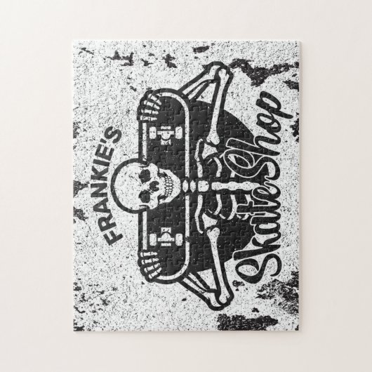 Custom ADD NAME Skull Skateboard Skate Shop Puzzle (Vertikal)