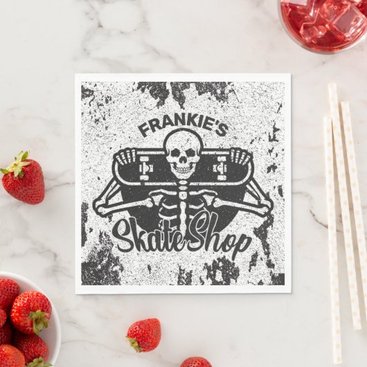 Custom ADD NAME Skull Skateboard Skate Shop Serviette (Beispiel)